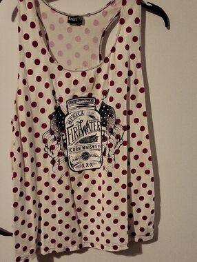 Cruel Girl Ivory Tank Top with Red Polka Dots